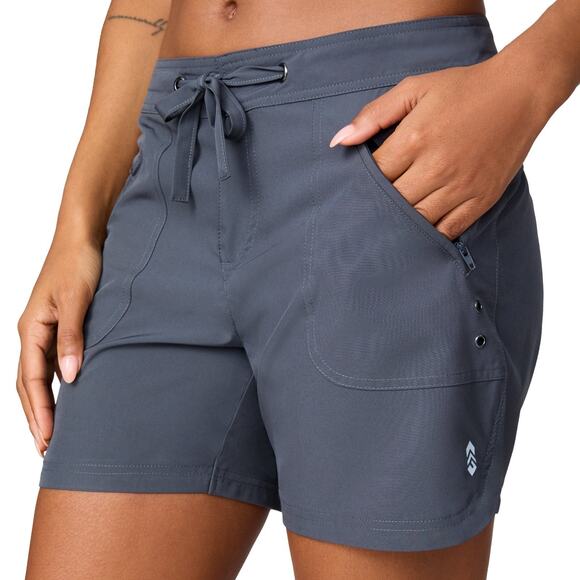 Free Country Shorts Womens Medium Grey Swim Trunks Boardshorts UPF Quick Dry NEW - Picture 1 of 16